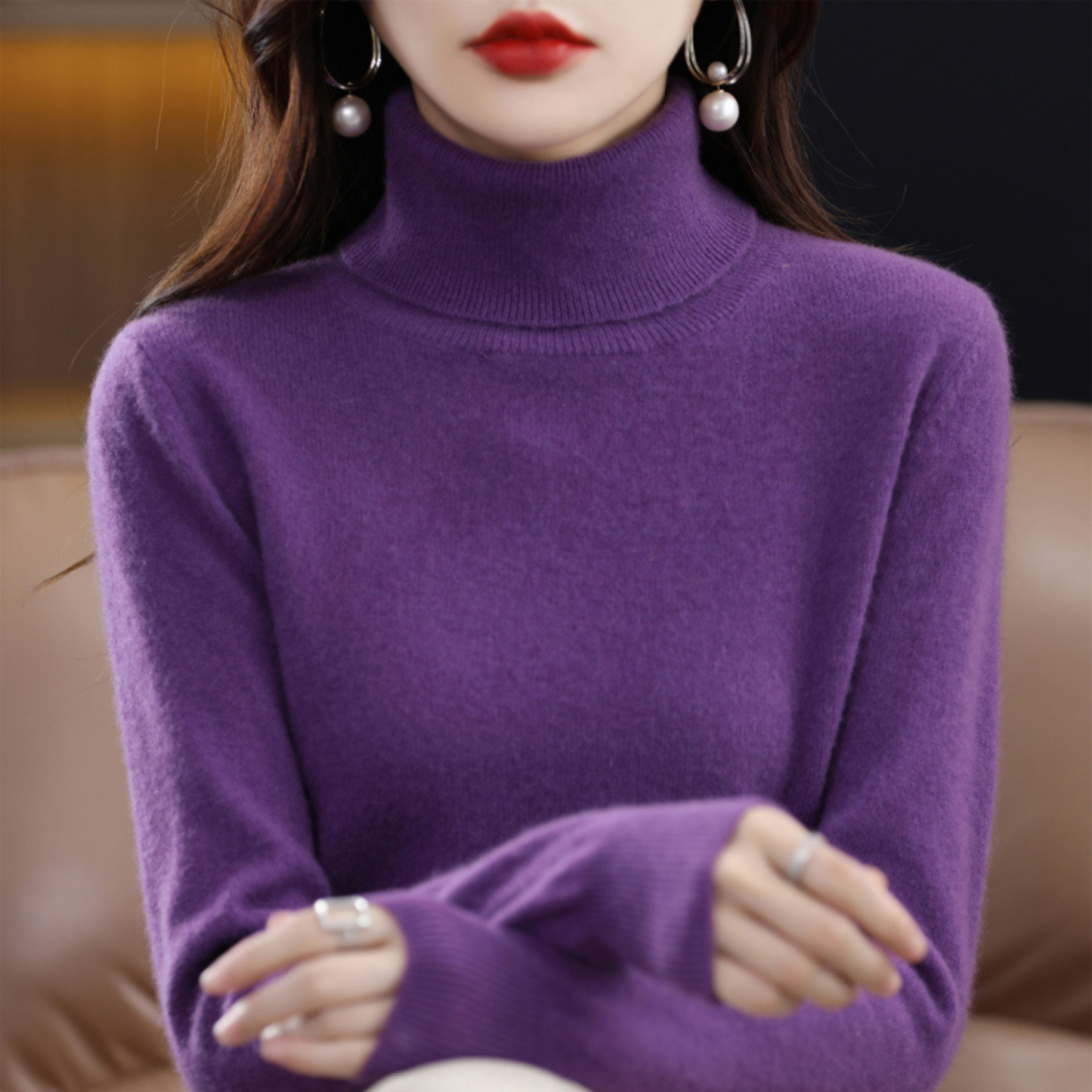 Luxury Women's Cashmere Winter Turtleneck Jumper - Elena