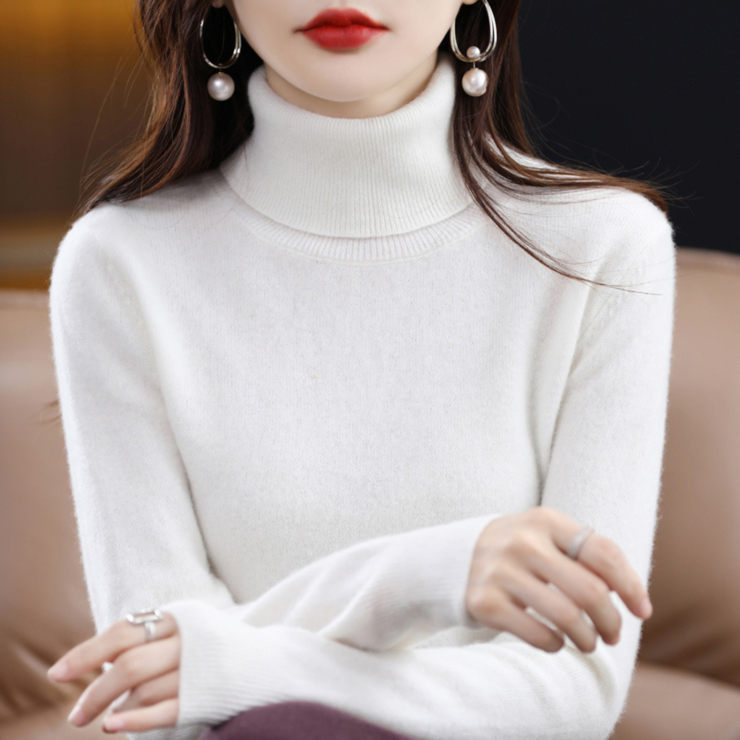Luxury Women's Cashmere Winter Turtleneck Jumper - Elena