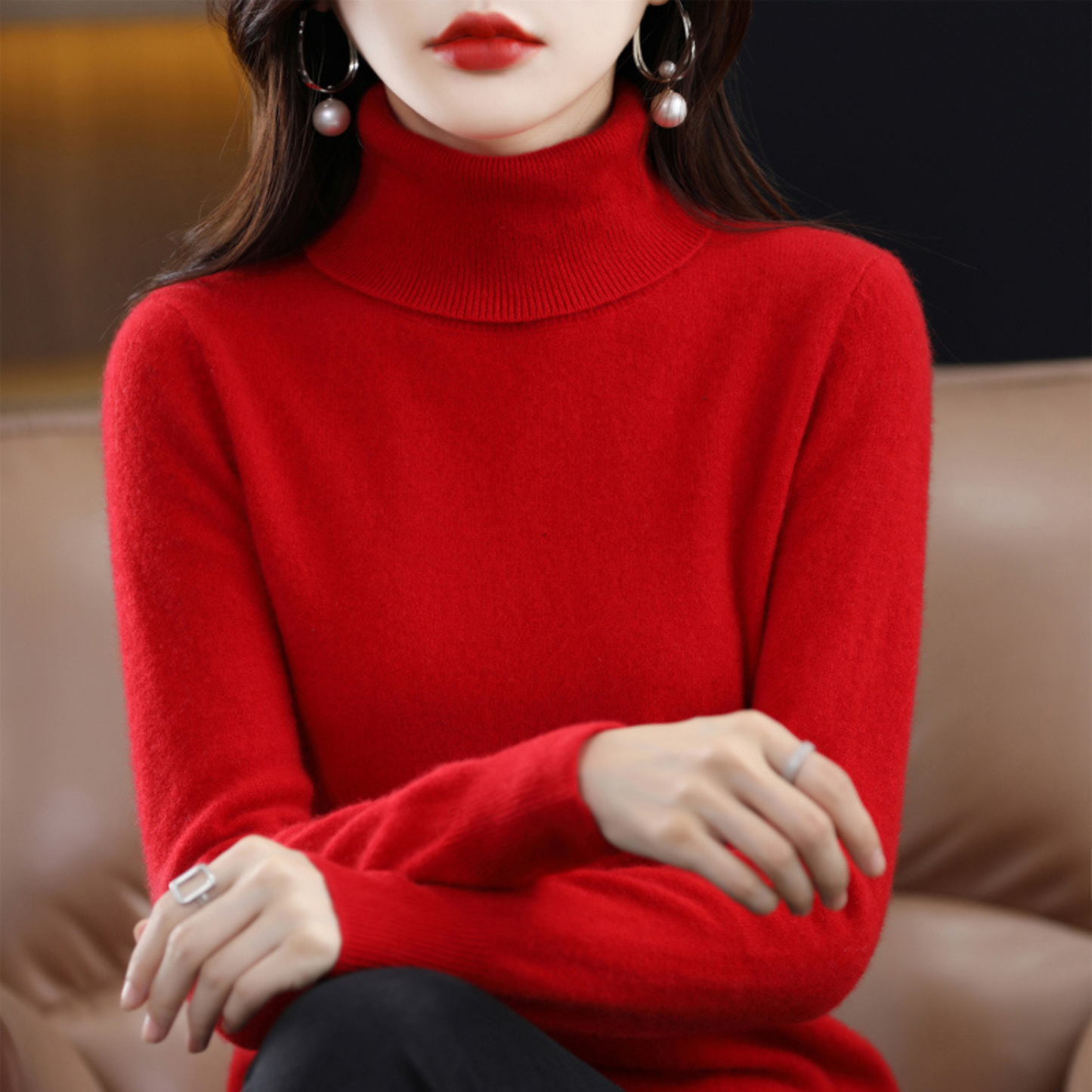 Luxury Women's Cashmere Winter Turtleneck Jumper - Elena