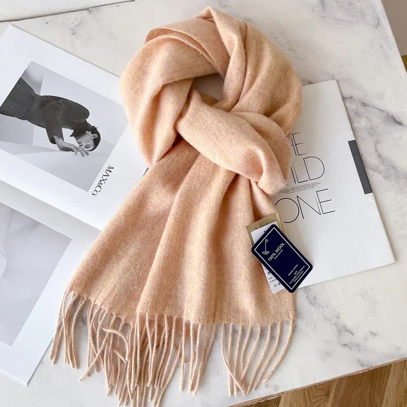 Lyvara Wool Winter Narrow Scarf Unisex Solid Color Warm And Soft