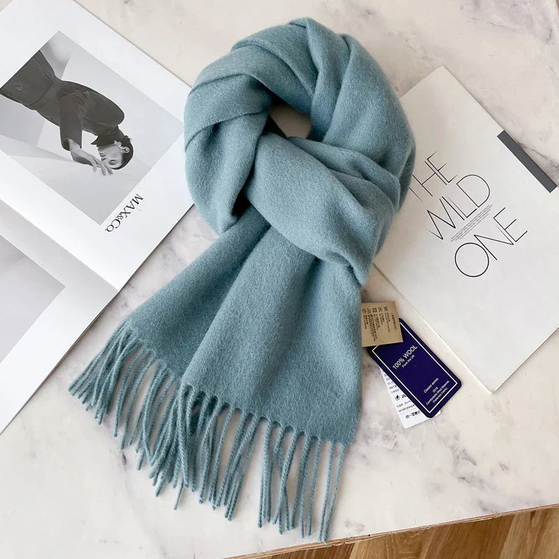 Lyvara Wool Winter Narrow Scarf Unisex Solid Color Warm And Soft