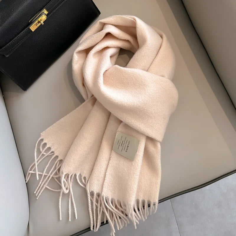 Lyvara Wool Winter Narrow Scarf Unisex Solid Color Warm And Soft