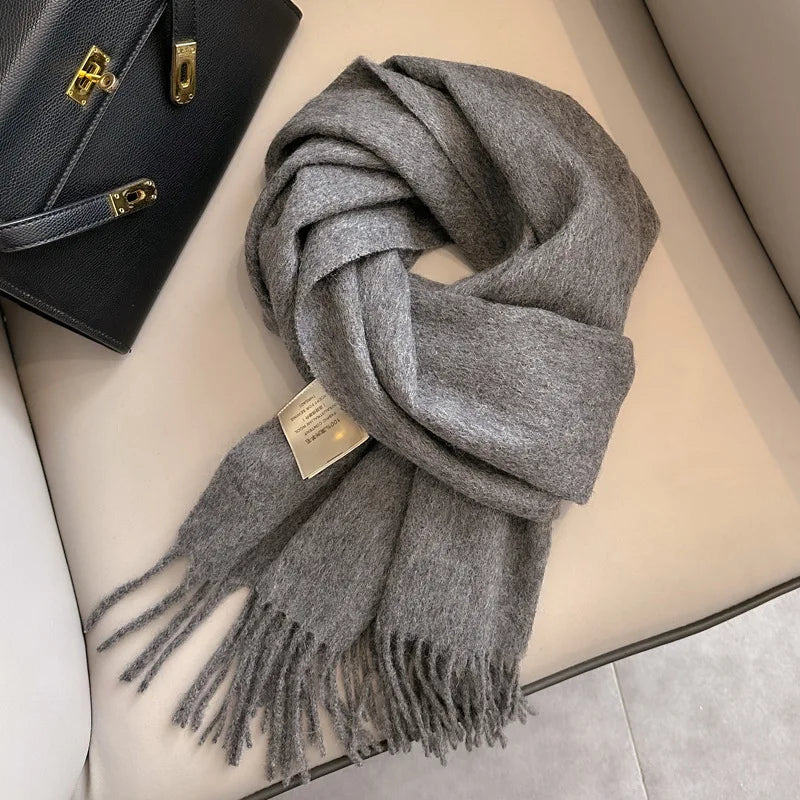 Lyvara Wool Winter Narrow Scarf Unisex Solid Color Warm And Soft