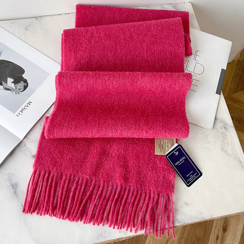 Lyvara Wool Winter Narrow Scarf Unisex Solid Color Warm And Soft
