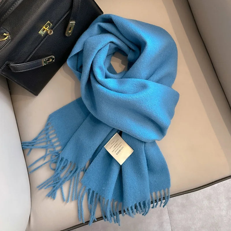 Lyvara Wool Winter Narrow Scarf Unisex Solid Color Warm And Soft