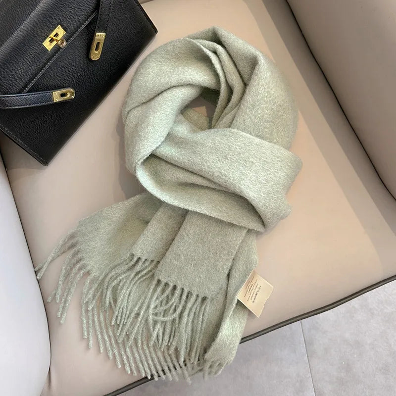 Lyvara Wool Winter Narrow Scarf Unisex Solid Color Warm And Soft