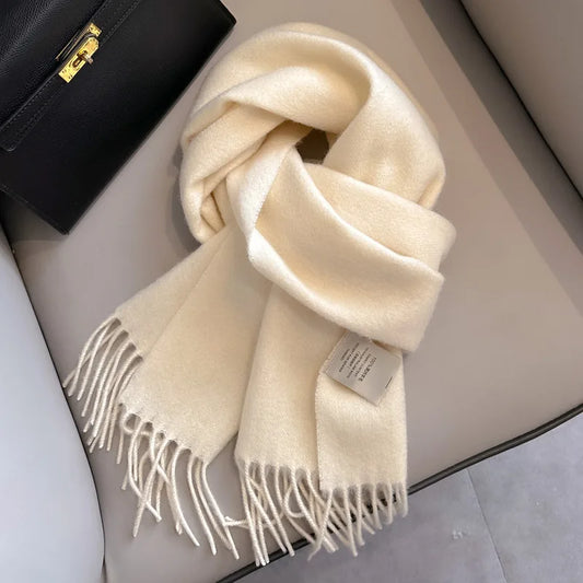 Lyvara Wool Winter Narrow Scarf Unisex Solid Color Warm And Soft