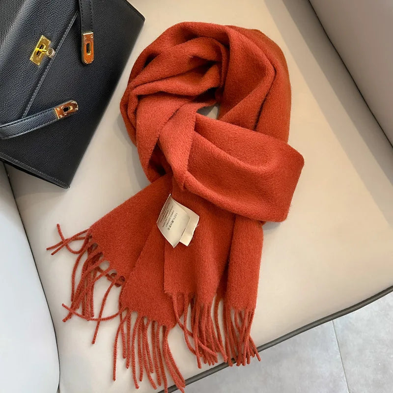 Lyvara Wool Winter Narrow Scarf Unisex Solid Color Warm And Soft