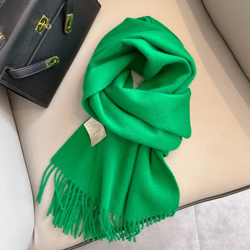 Lyvara Wool Winter Narrow Scarf Unisex Solid Color Warm And Soft