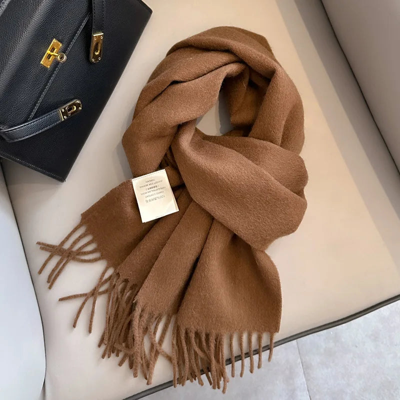 Lyvara Wool Winter Narrow Scarf Unisex Solid Color Warm And Soft