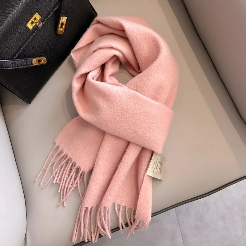 Lyvara Wool Winter Narrow Scarf Unisex Solid Color Warm And Soft