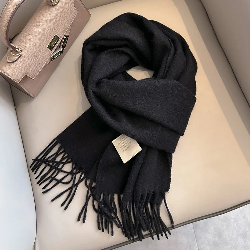 Lyvara Wool Winter Narrow Scarf Unisex Solid Color Warm And Soft