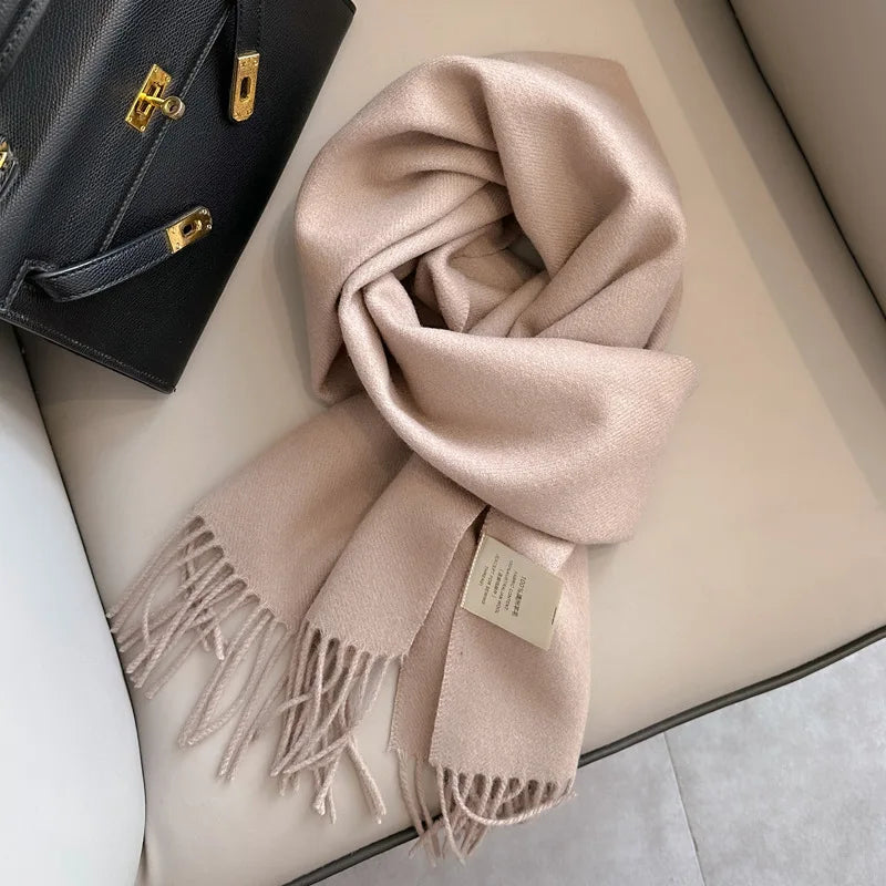 Lyvara Wool Winter Narrow Scarf Unisex Solid Color Warm And Soft