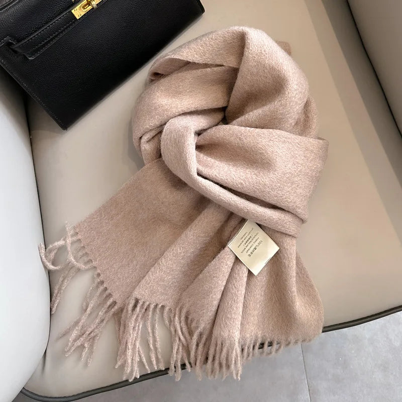 Lyvara Wool Winter Narrow Scarf Unisex Solid Color Warm And Soft