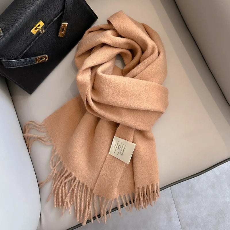 Lyvara Wool Winter Narrow Scarf Unisex Solid Color Warm And Soft