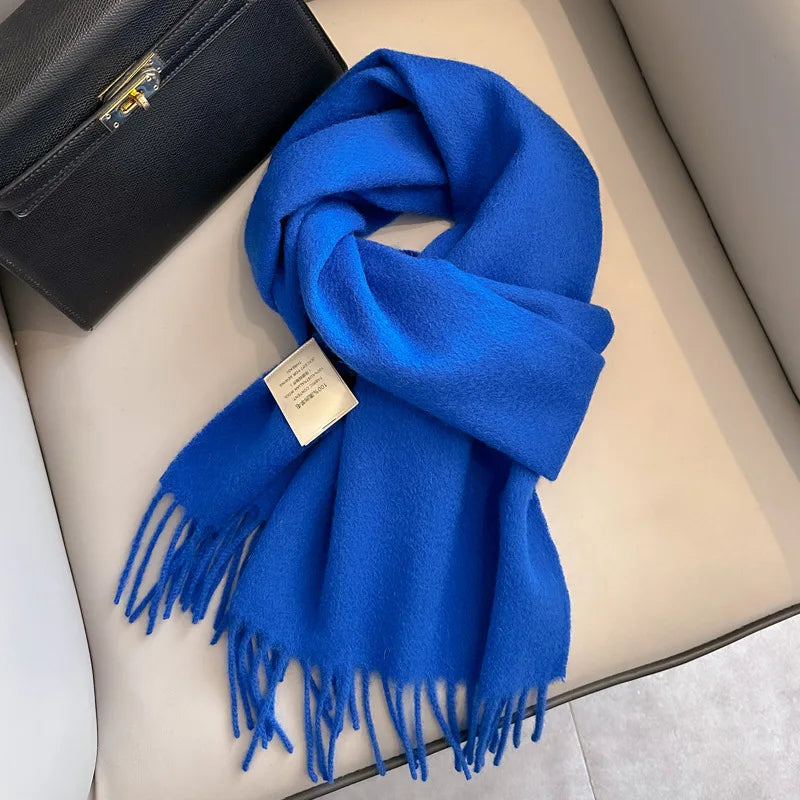 Lyvara Wool Winter Narrow Scarf Unisex Solid Color Warm And Soft