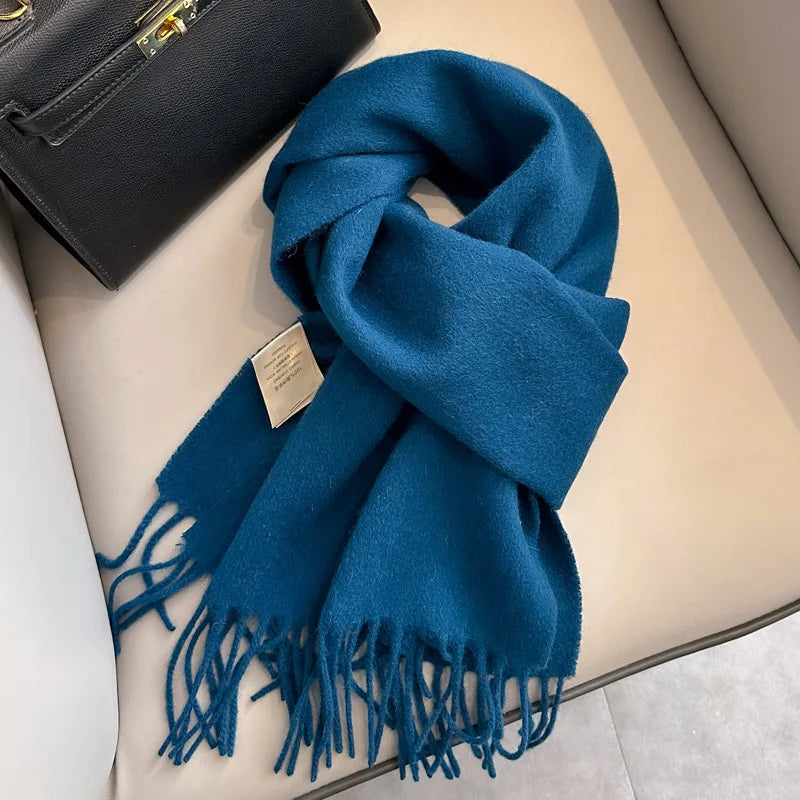 Lyvara Wool Winter Narrow Scarf Unisex Solid Color Warm And Soft