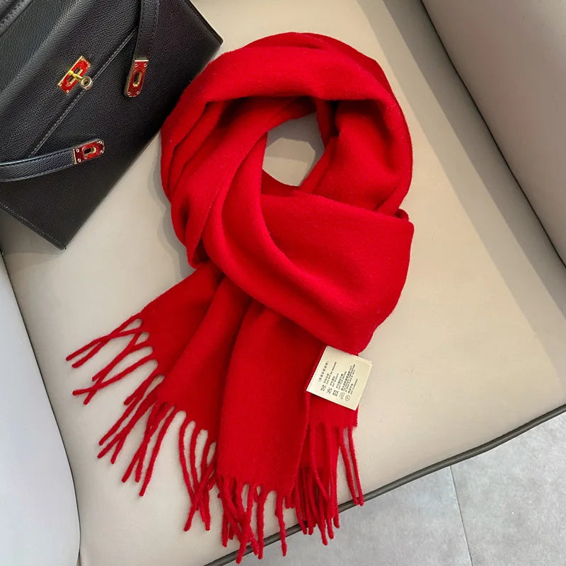 Lyvara Wool Winter Narrow Scarf Unisex Solid Color Warm And Soft