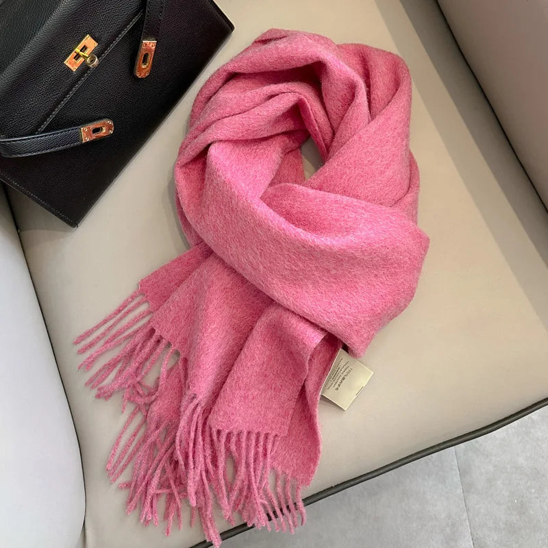 Lyvara Wool Winter Narrow Scarf Unisex Solid Color Warm And Soft