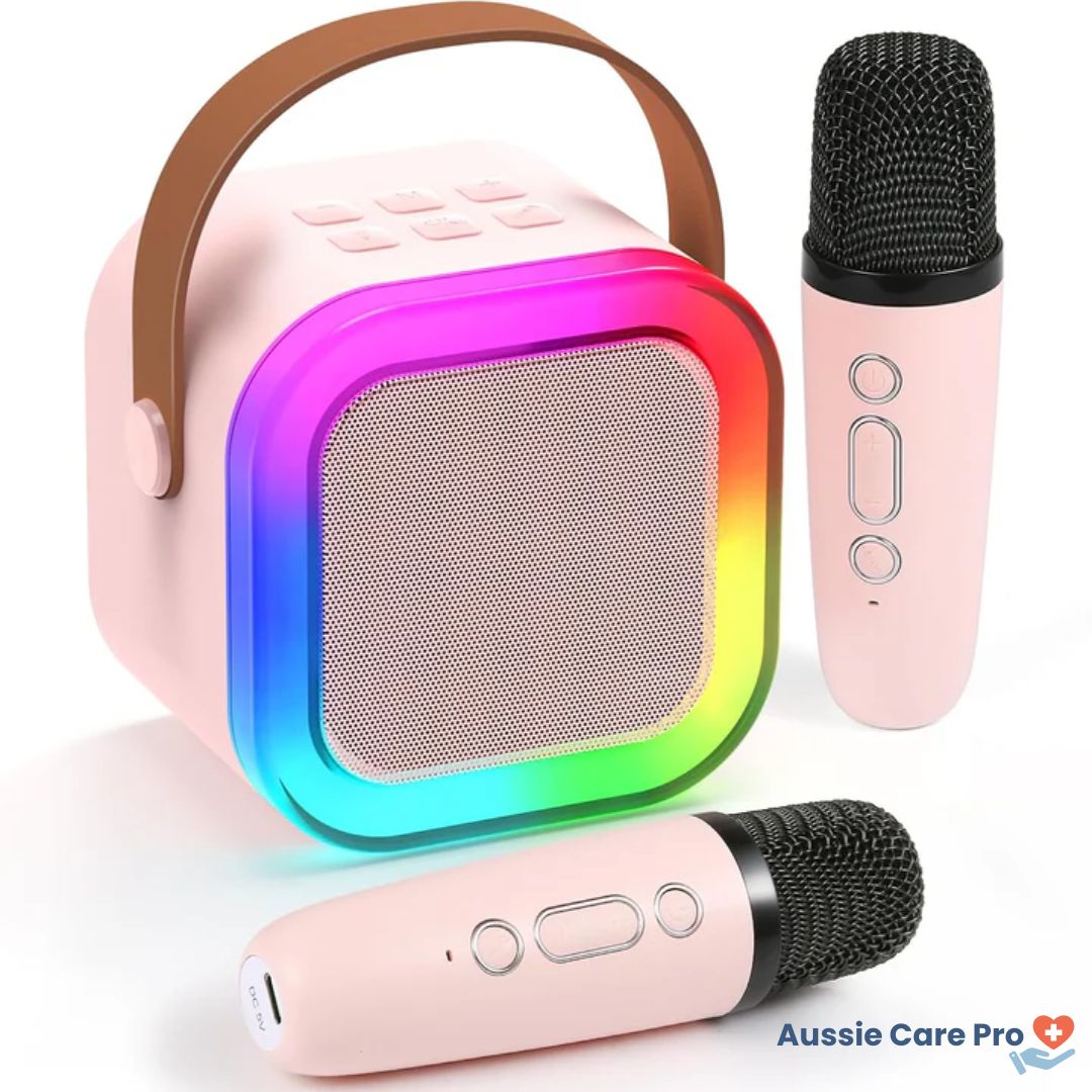Machine à karaoké pour enfants Bluetooth avec microphones sans fil et effets lumineux