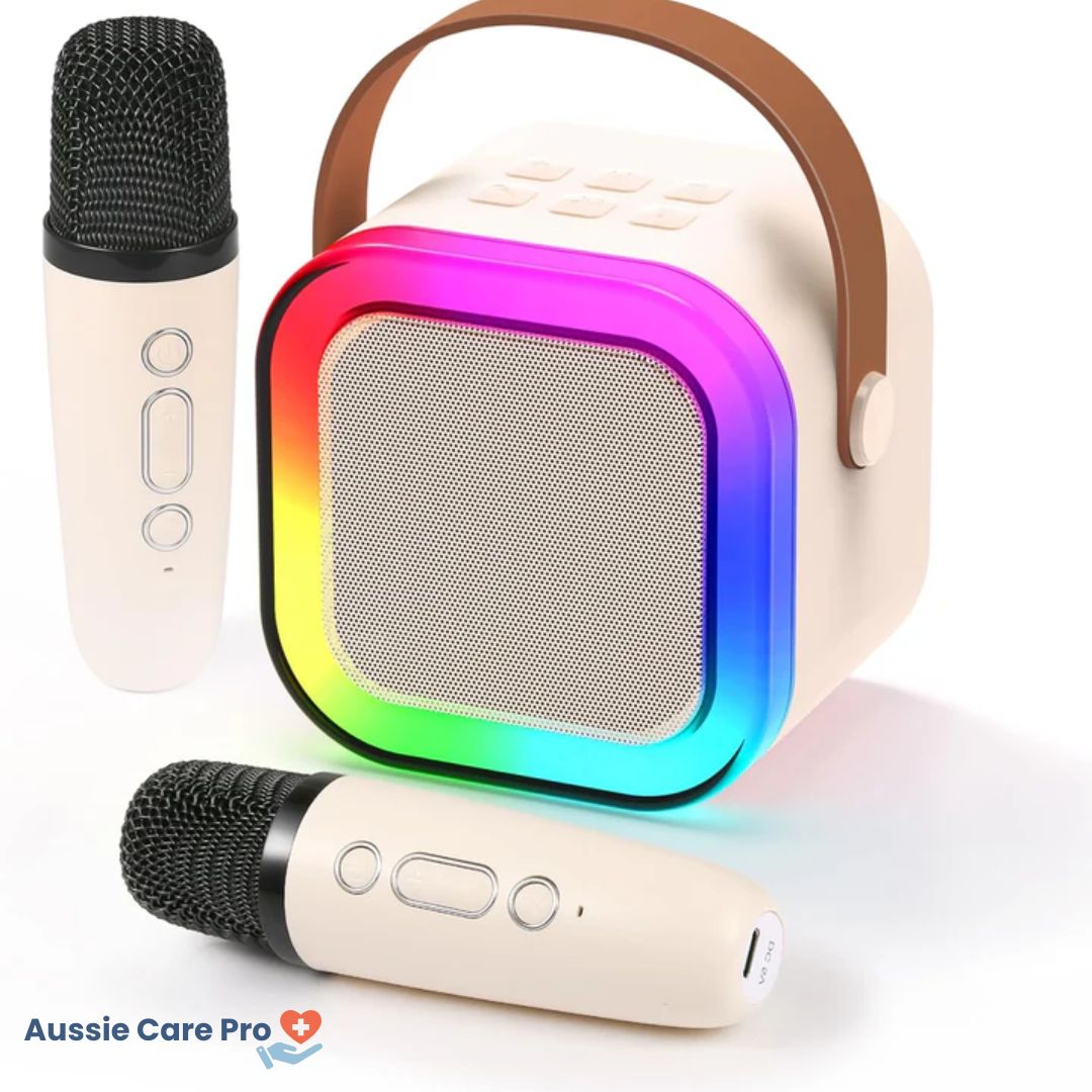 Machine à karaoké pour enfants Bluetooth avec microphones sans fil et effets lumineux
