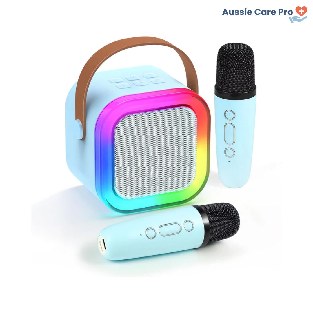 Machine à karaoké pour enfants Bluetooth avec microphones sans fil et effets lumineux
