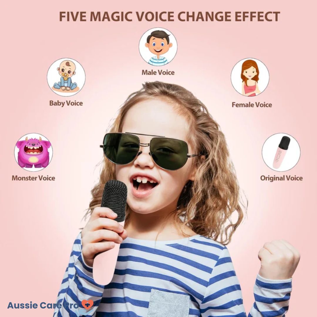 Machine à karaoké pour enfants Bluetooth avec microphones sans fil et effets lumineux