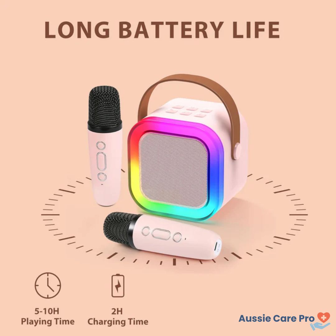 Machine à karaoké pour enfants Bluetooth avec microphones sans fil et effets lumineux