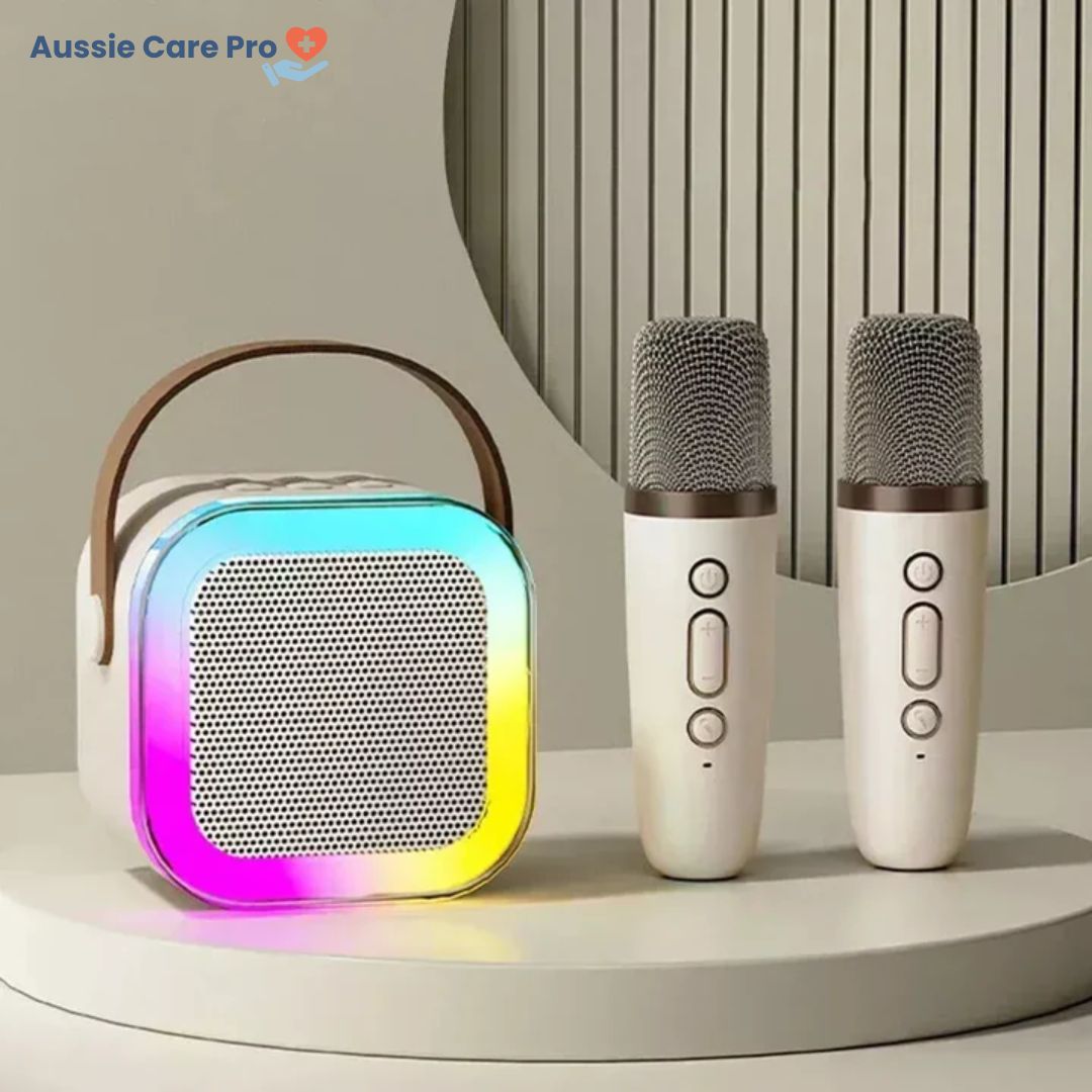 Machine à karaoké pour enfants Bluetooth avec microphones sans fil et effets lumineux