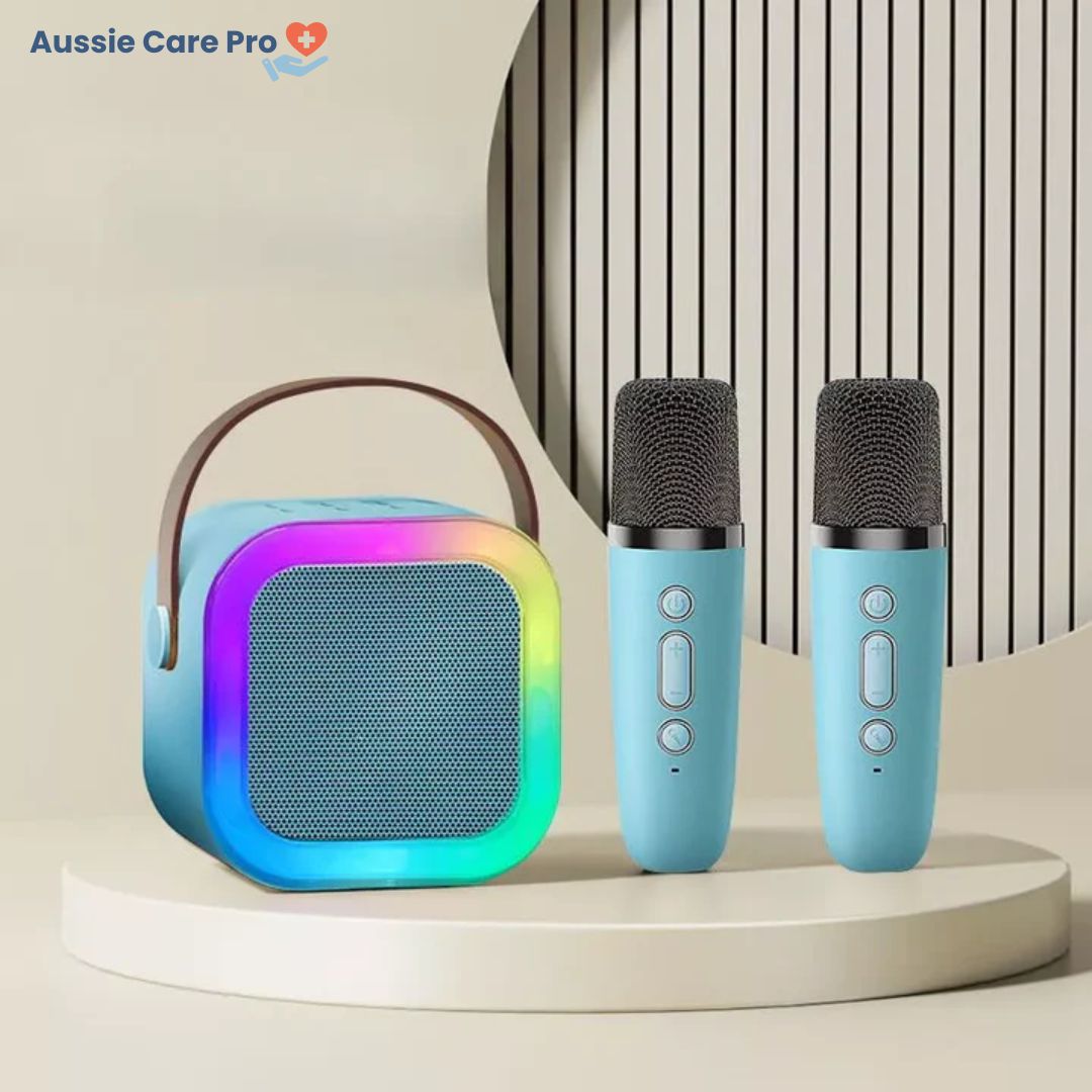 Machine à karaoké pour enfants Bluetooth avec microphones sans fil et effets lumineux