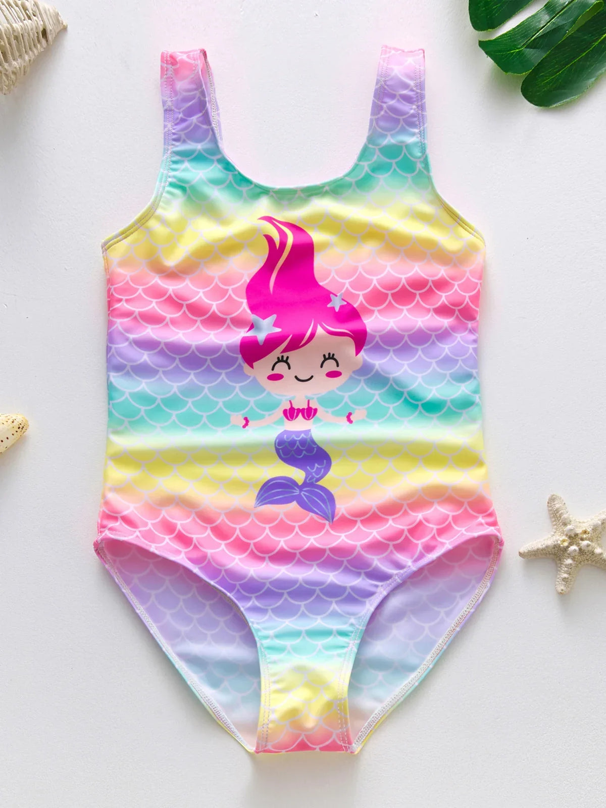 Maillot de bain fille motifs sirène et licorne, 4-8 ans