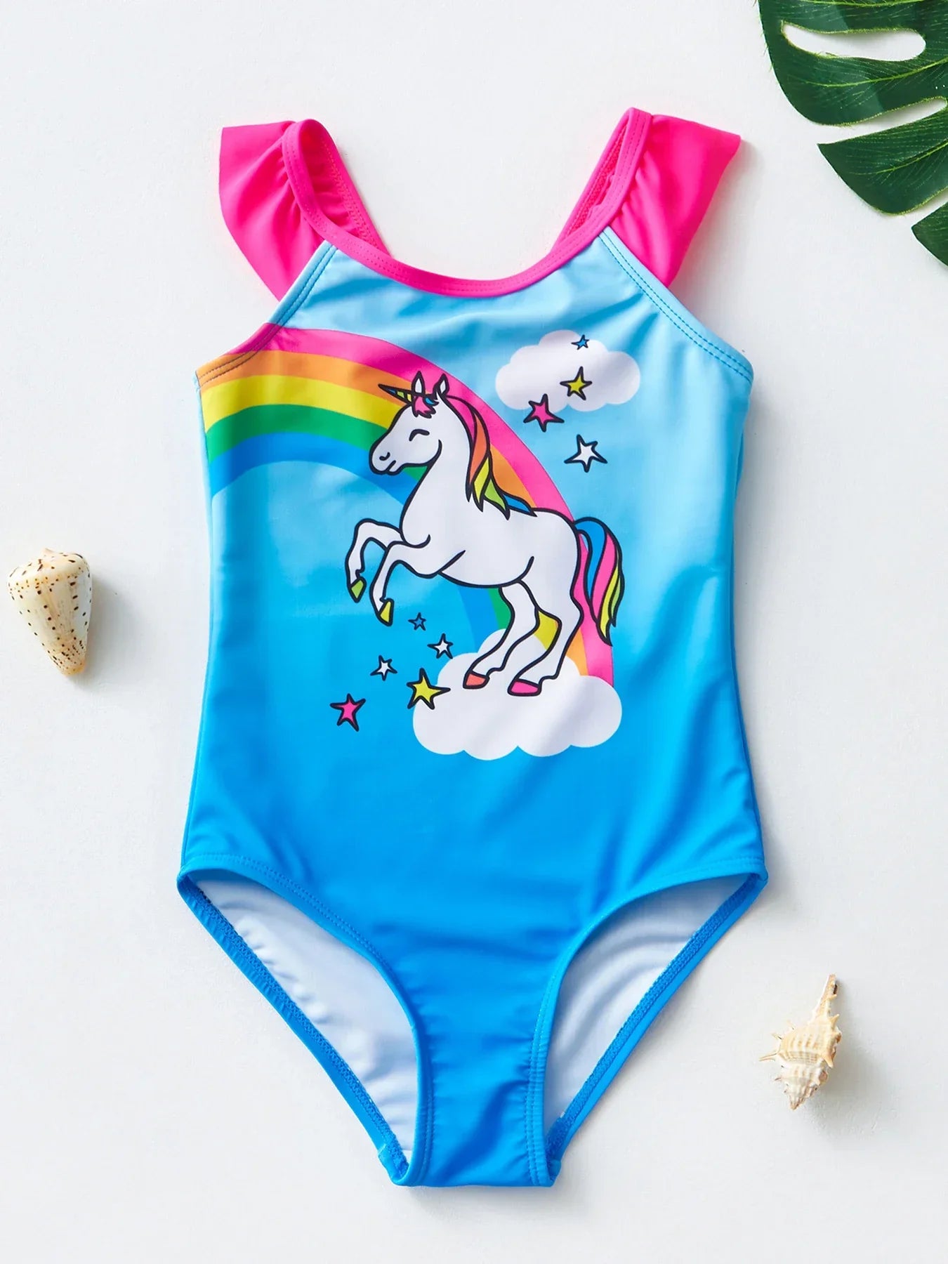 Maillot de bain fille motifs sirène et licorne, 4-8 ans
