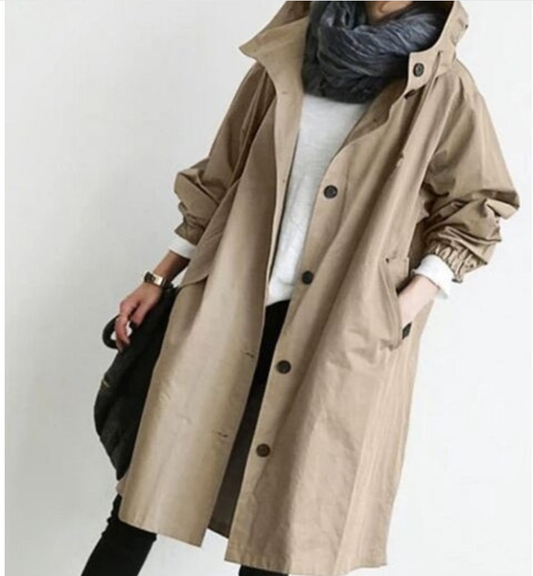 Manteau long à capuche pour femme