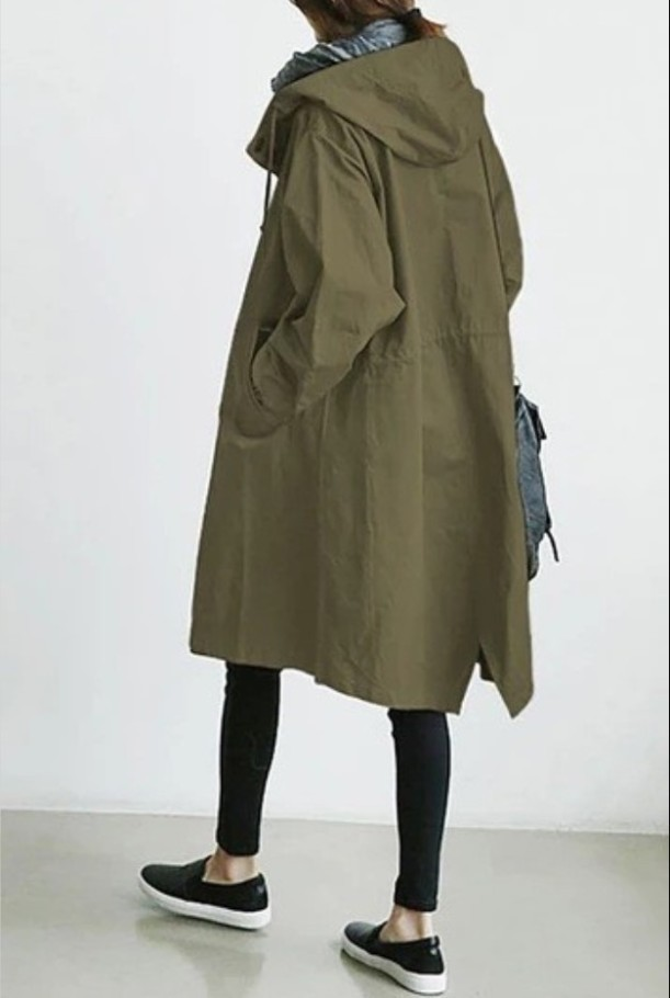 Manteau long à capuche pour femme