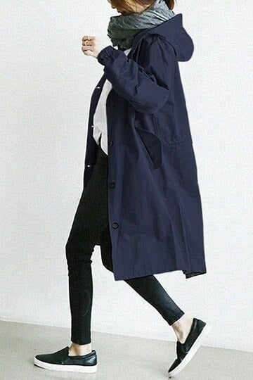 Manteau long à capuche pour femme