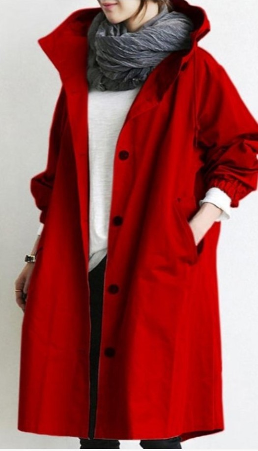 Manteau long à capuche pour femme