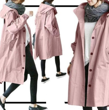 Manteau long à capuche pour femme