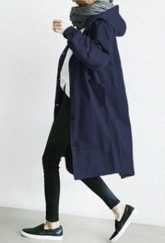 Manteau long à capuche pour femme