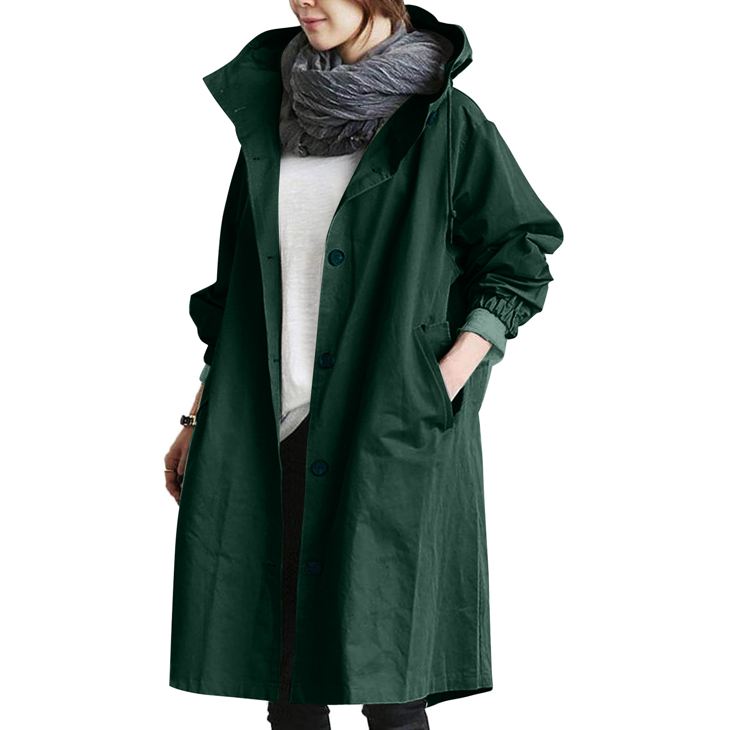 Manteau long à capuche pour femme