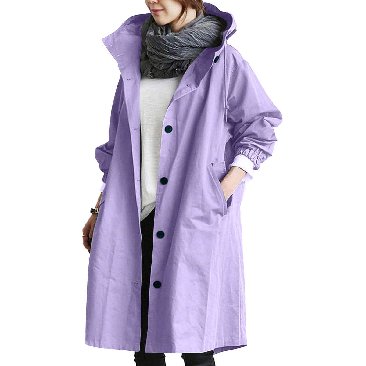 Manteau long à capuche pour femme