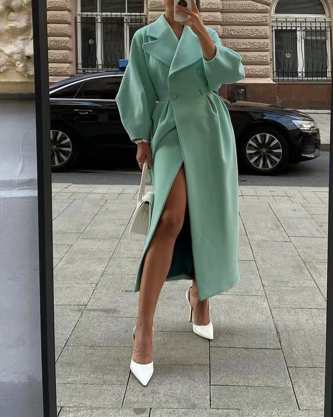 Manteau long croisé pour femme