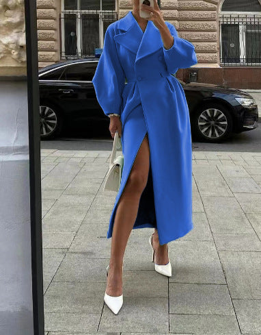 Manteau long croisé pour femme