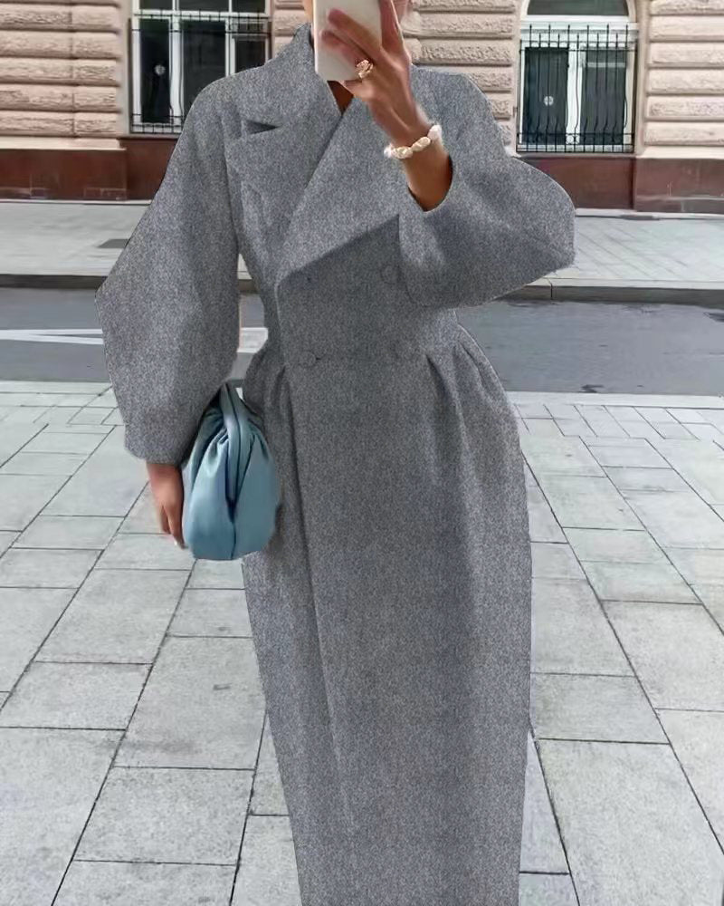 Manteau long croisé pour femme