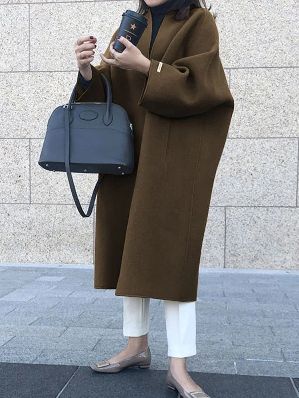 Manteau long d'hiver sans fermeture pour femme