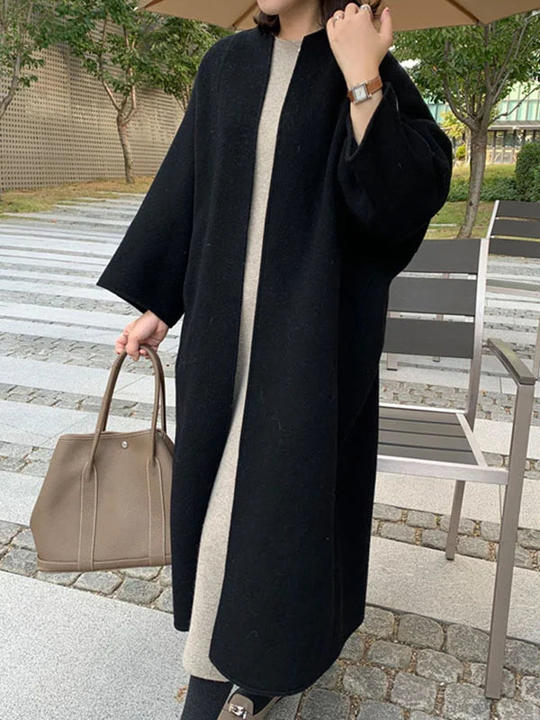 Manteau long d'hiver sans fermeture pour femme