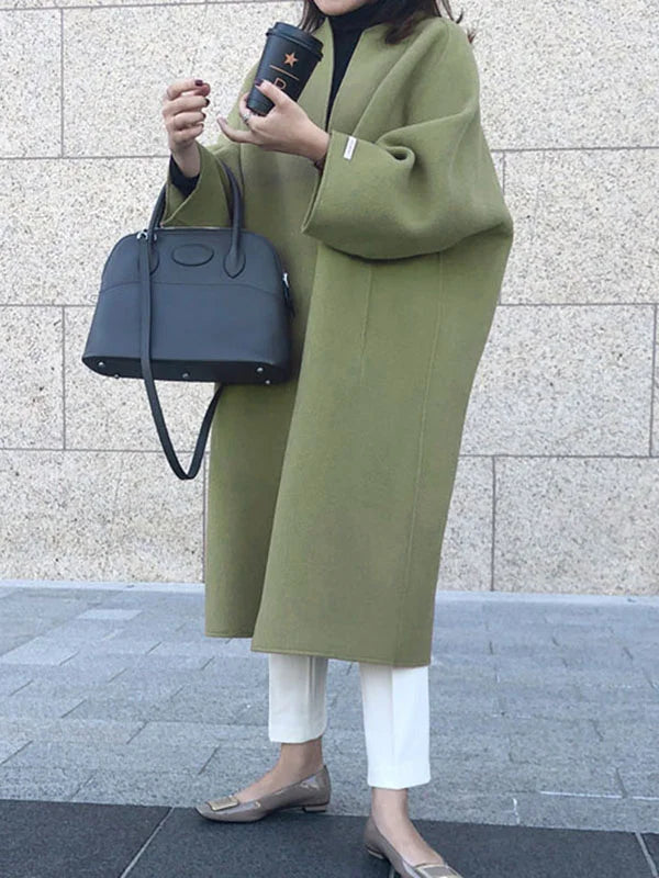 Manteau long d'hiver sans fermeture pour femme
