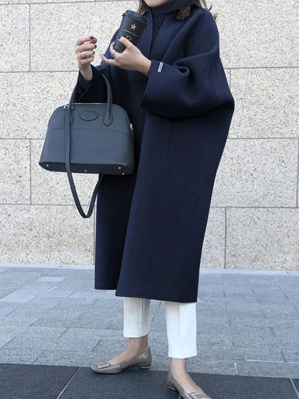 Manteau long d'hiver sans fermeture pour femme