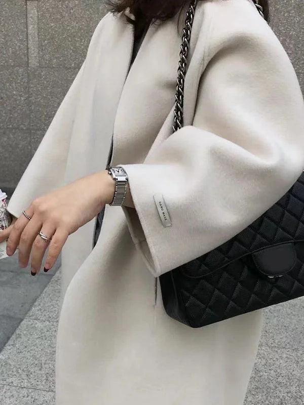 Manteau long d'hiver sans fermeture pour femme