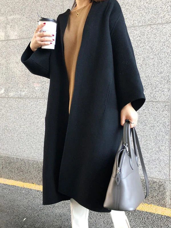Manteau long d'hiver sans fermeture pour femme