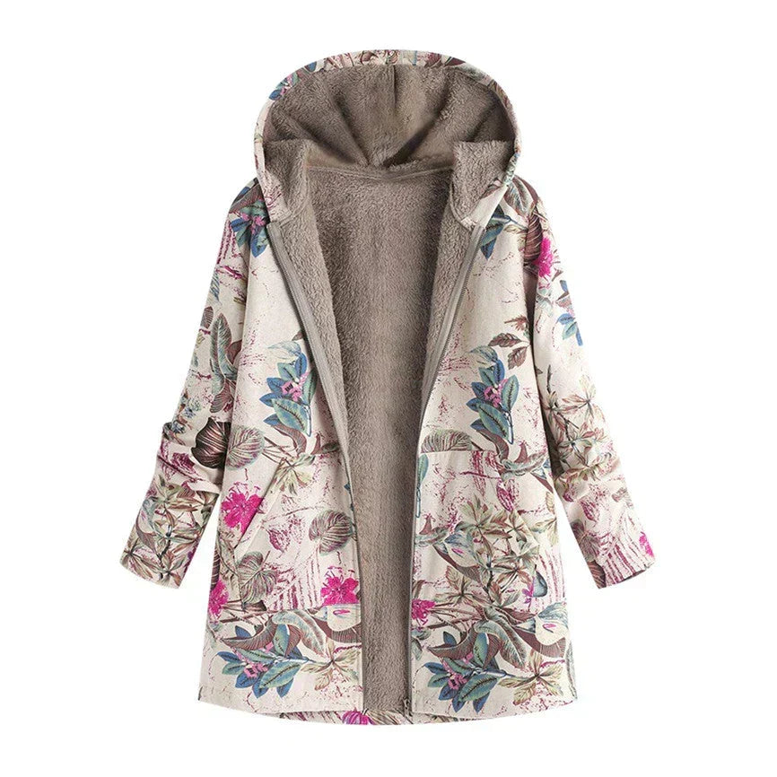 Manteau long femme printemps à capuche et poches avant